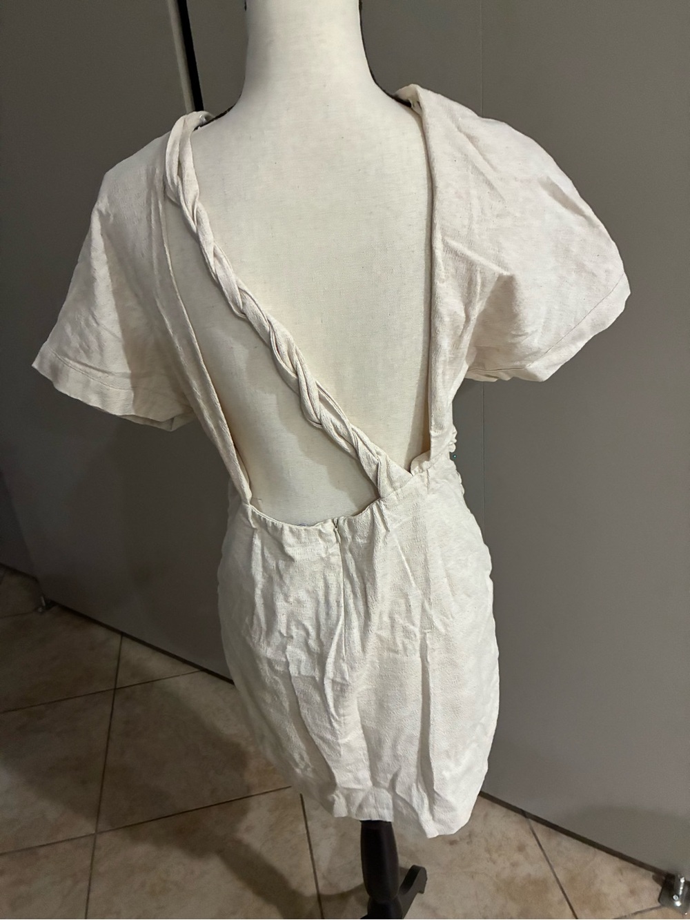 Zara Cream Twisted-Strap Short Dress